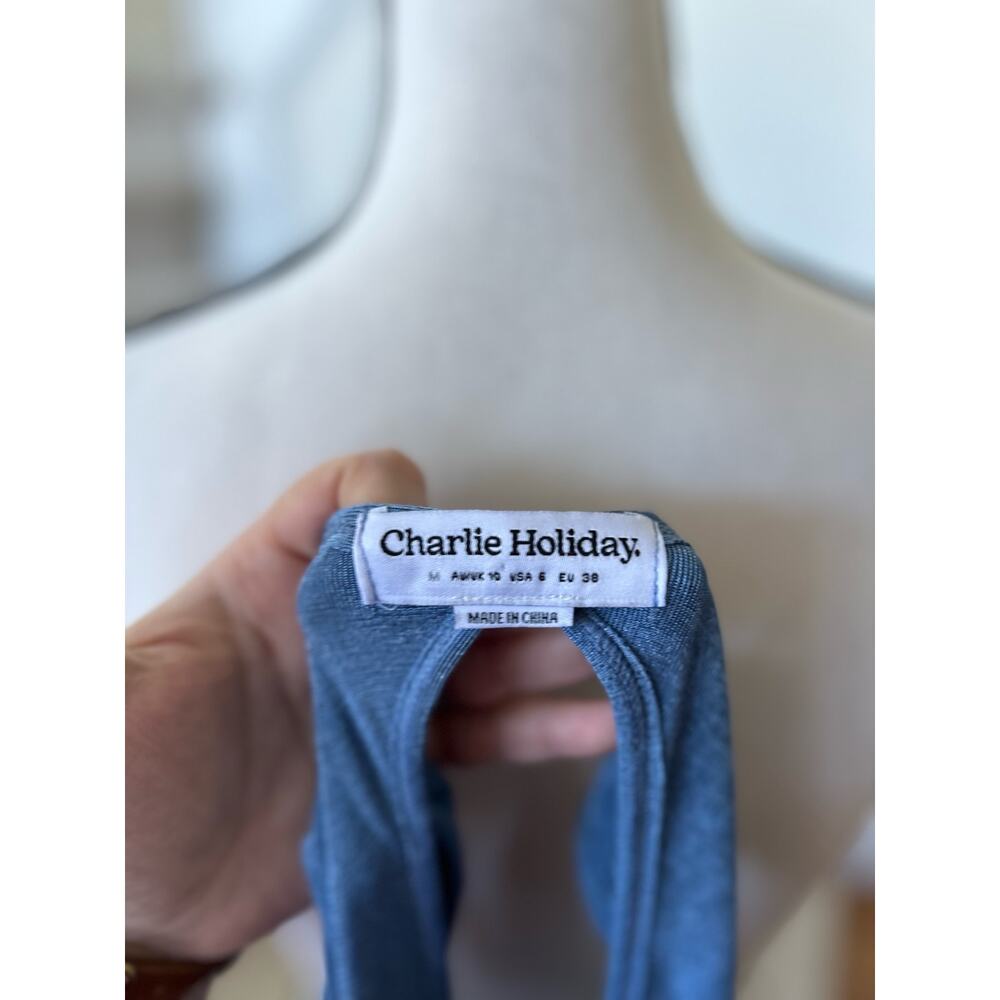 Charlie Holiday Sonny Blue Metallic Ruched Mini Dress - Picture 6 of 8